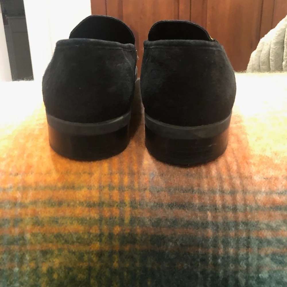 Bandolino Black Suede Loafers with‎ Tortoise Accent